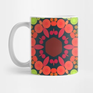 Dot Mandala Flower Pink Green and Red Mug